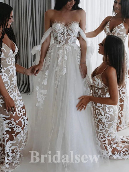 New Unique Mermaid long Sleeves Princess Garden Beach Vintage Long Wedding  Dresses, Bridal Gown WD444