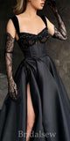 Black A-line Vintage Modest Popular Elegant Evening Formal Long Prom Dresses PD1424