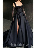 Black A-line Vintage Modest Popular Elegant Evening Formal Long Prom Dresses PD1424