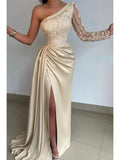 Champagne Satin Popular Party Modest Women Evening Formal Long Prom Dresses PD1482