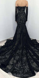 Mermaid Black Lace Long Sleeves Sexy Elegant Modest Women Evening Formal Long Prom Dresses PD1470