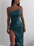 Mermaid Satin Popular Strapless Elegant Party Modest Women Evening Long Prom Dresses PD1495