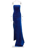 Mermaid Strapless Popular Slit Elegant Modest Evening Long Prom Dresses PD1369