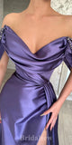 Off the Shoulder Unique Mermaid Satin Elegant Evening Formal Long Prom Dresses PD1401