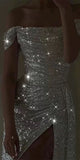 Popular Mermaid Off Shoulder Sparkly Sequin Elegant Party Modest Women Evening Long Prom Dresses PD1492