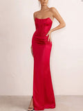 Red Strapless Mermaid Unique Fashion Elegant Evening Formal Long Prom Dresses PD1436