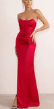 Red Strapless Mermaid Unique Fashion Elegant Evening Formal Long Prom Dresses PD1436