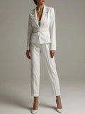 Slim Fit 3 Piece Wedding Women Suit With Beads, Blazer Jacket Vest Pants, Vintage Business Banquet Tuxedo Suit Set MS006