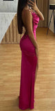 Spaghetti Straps Hot Pink Simple Popular Party Modest Women Evening Formal Long Prom Dresses PD1480