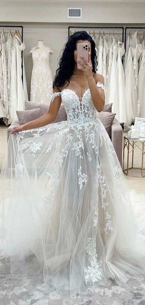 A-Line Off the Shouder Vintage Popular Wedding Dresses WD053 – bridalsew