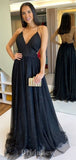 A-line Charming Glitter Spaghetti Straps Modest Elegant Long Party Evening Prom Dresses PD1329