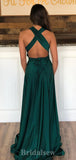 A-line Dark Green Formal Unique Elegant Long Party Evening Prom Dresses PD1282