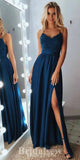 A-line Spaghetti Straps Popular Slit Stylish Party Evening Long Prom Dresses PD1130