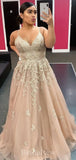 A-line Tulle Lace Spaghetti Straps Popular Elegant Modest Long Party Evening Prom Dresses PD1311