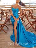 Blue New Unique Fashion Mermaid Strapless Party Popular Long Prom Dresses PD1096