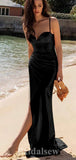 Charming New Black Satin Fashion Elegant Mermaid Formal Long Evening Prom Dresses PD1042