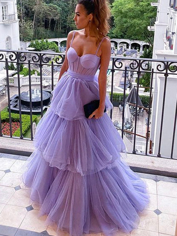 Purple Off the Shoulder A-line Sparkly Tulle Modest Party Long Prom Dr –  bridalsew