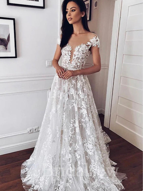 Elegant Classic Romantic Fairy Lace Beach Vintage Long Wedding Dresses –  bridalsew