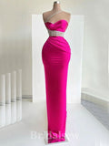 Fuchsia Mermaid Unique New Modest Long Stylish Evening Prom Dresses, PD1223