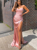 Mermaid Pink Blue Simple Satin Strapless Formal Party Long Elegant Evening Prom Dresses PD1065