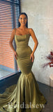 Mermaid Spaghetti Straps Satin Elegant Modest Long Party Evening Prom Dresses PD1299