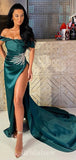 New Mermaid Off the Shoulder Satin Modest Long Stylish Evening Prom Dresses, PD1230