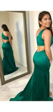 Simple One Shoulder Green Elegant Mermaid Formal Long Evening Prom Dresses PD1054