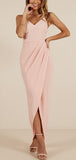 Short Blush Pink Spaghetti Straps Simple Bridesmaid Dresses BD018