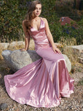 Spaghetti Straps Mermaid Pink Pretty Elegant Party Evening Long Prom Dresses PD1137