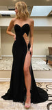 Strapless Black Sexy New Best Long Mermaid Party Evening Prom Dresses PD950